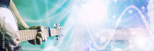 Bilde på lerret An acoustic guitar for an artist playing a stringed musical instrument on stage