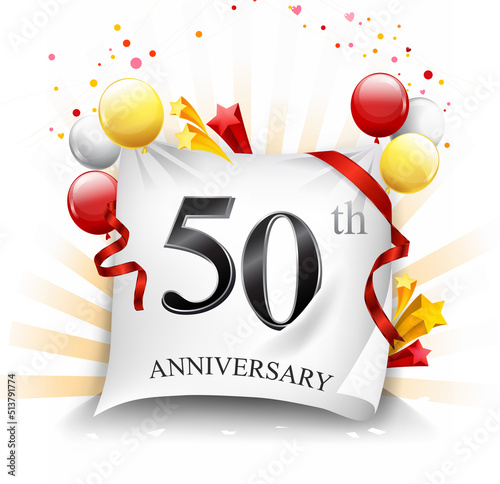 50 years anniversary vector illustration, banner, card