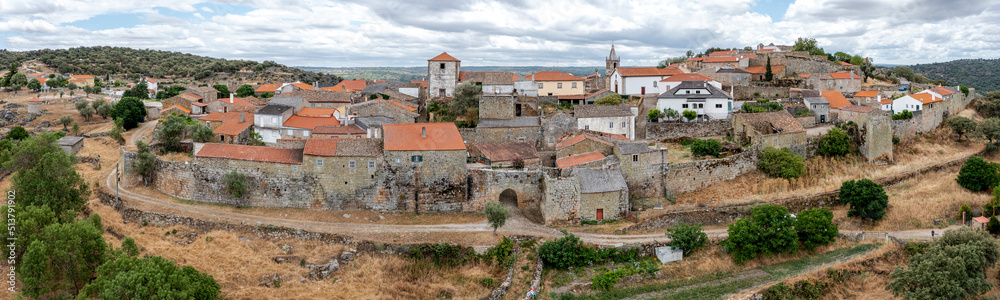 Aerial view of the historic village of Castelo Mendo in Portugal