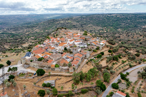 Aerial view of the historic village of Castelo Mendo in Portugal