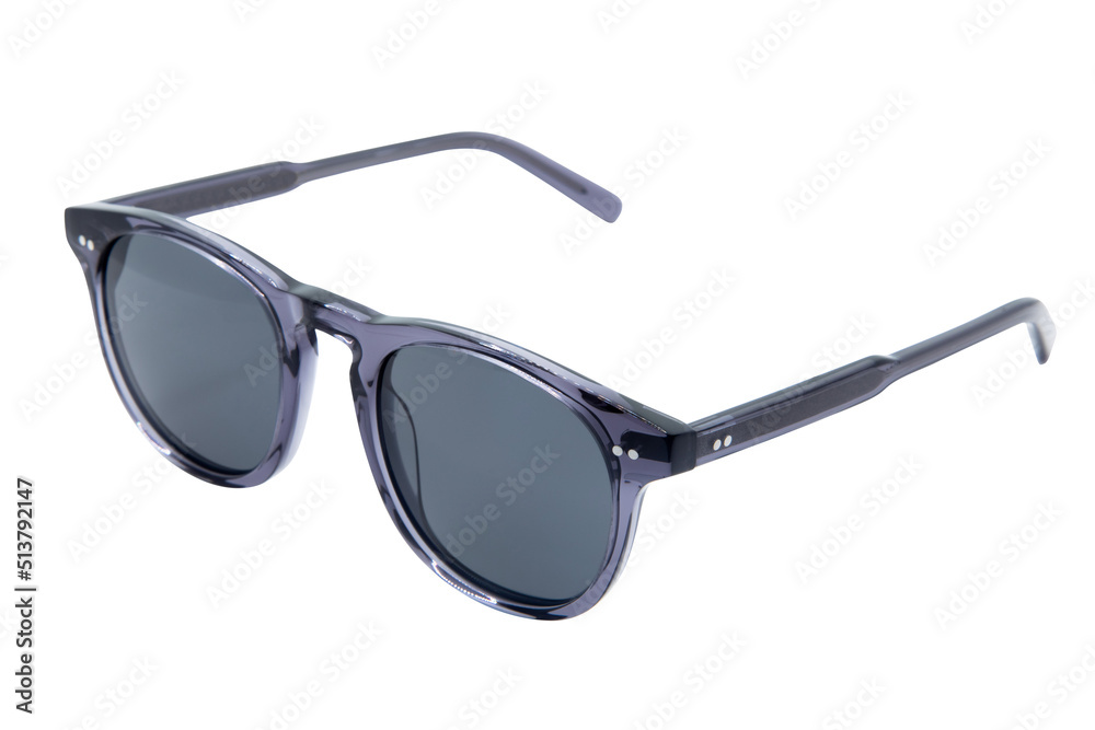 Designer Sunglasses for men and women dark purple transparent frame with grey shades top front view Designer Sunglasses for men and women dark purple transparent frame with grey shades top front view