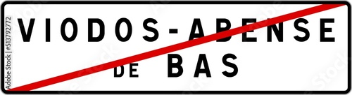Panneau sortie ville agglomération Viodos-Abense-de-Bas / Town exit sign Viodos-Abense-de-Bas