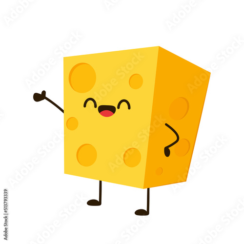 Cheese character design. Cheese on white background. symbol. mascot.