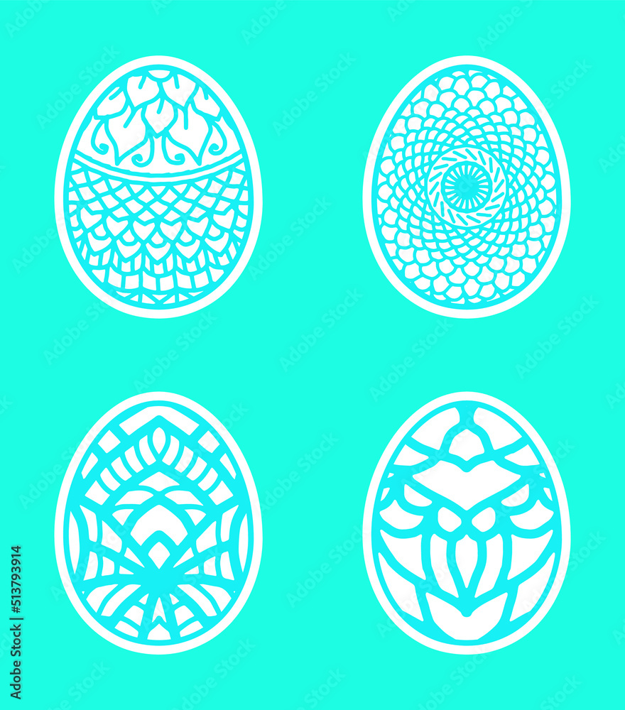 Easter eggs set doodle style. Happy Easter hand-drawn