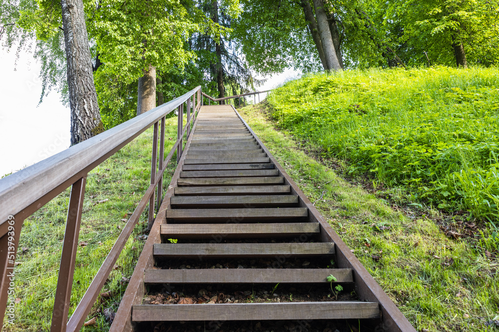 Wooden staircase leading to the Vytautas Hill, Birstonas, Lithuania Wooden staircase leading to the Vytautas Hill, Birstonas, Lithuania