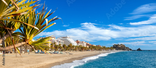 panorama view of beautiful beach in Spain- Andalusia, Almunecar