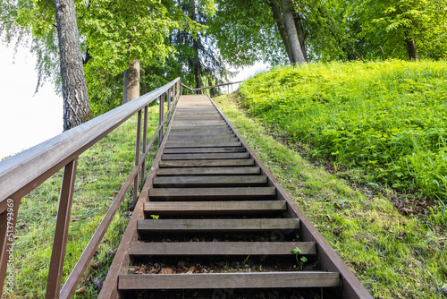 Wooden staircase leading to the Vytautas Hill, Birstonas, Lithuania