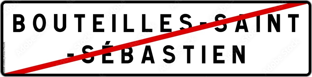 Panneau sortie ville agglomération Bouteilles-Saint-Sébastien / Town exit sign Bouteilles-Saint-Sébastien Panneau sortie ville agglomération Bouteilles-Saint-Sébastien / Town exit sign Bouteilles-Saint-Sébastien