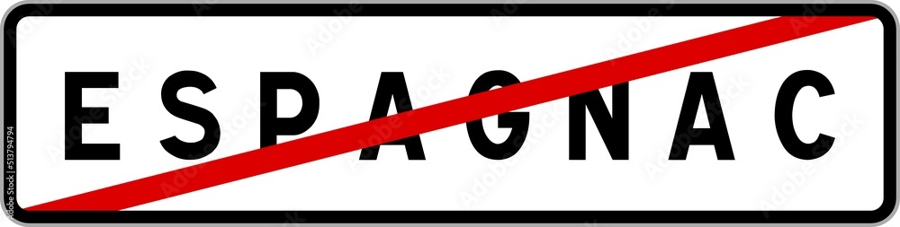 Panneau sortie ville agglomération Espagnac / Town exit sign Espagnac