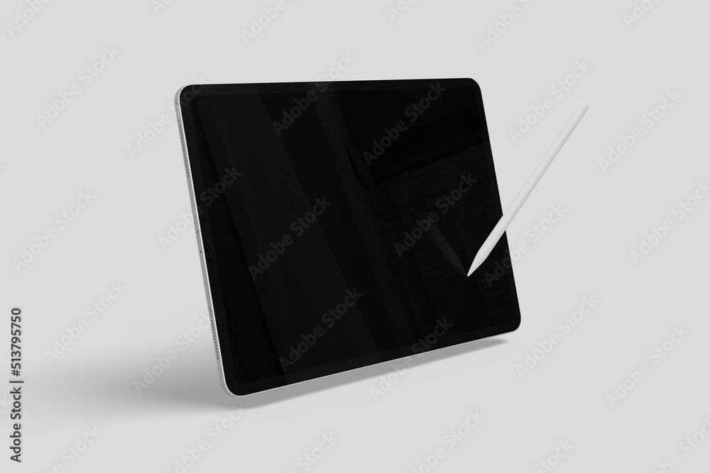 Tablet mockup on minimal background. Modern tablet display mockup scene