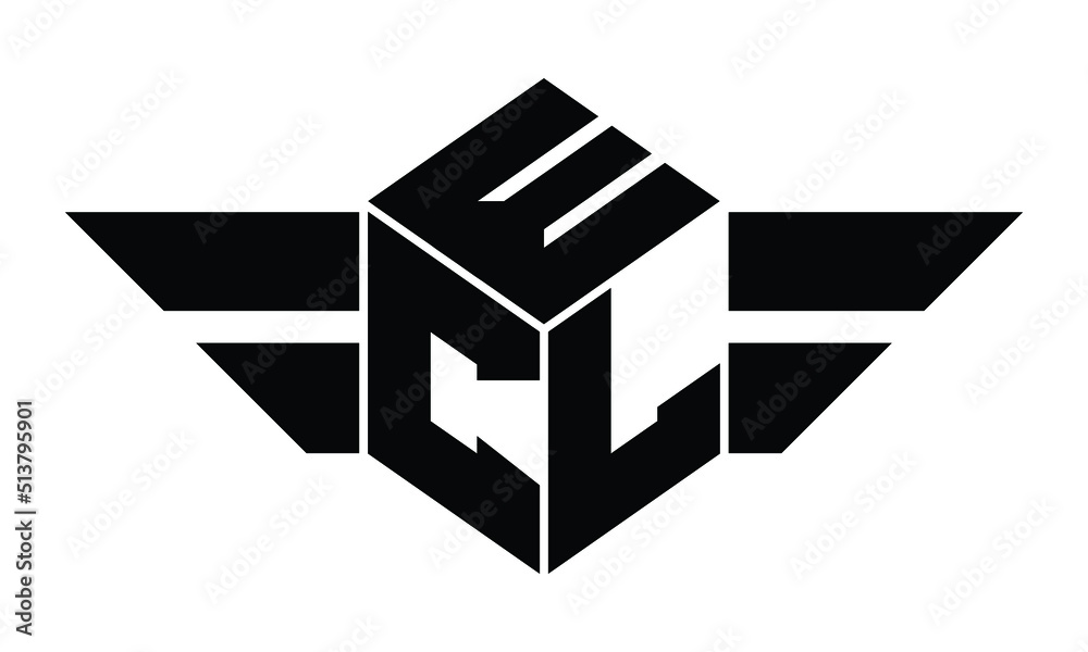 ECL three letter gaming logo in polygon cube shape logo design vector ...