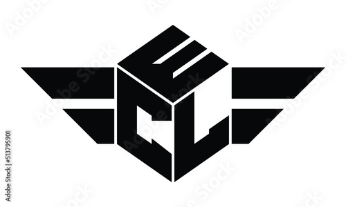 ECL three letter gaming logo in polygon cube shape logo design vector template. wordmark logo | emblem logo | monogram logo | initial letter logo | sports logo | minimalist logo | typography logo |