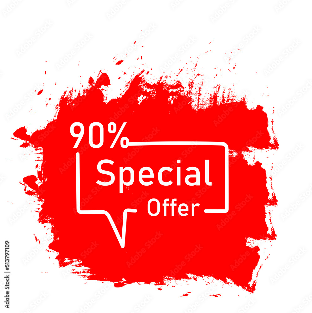 Obraz premium Sale 90 percent banner. Flash offer banner, coupon or poster. Discount chat . Coupon offer icon. Offer 90 percent promo banner. Retail marketing . pop art. Vector