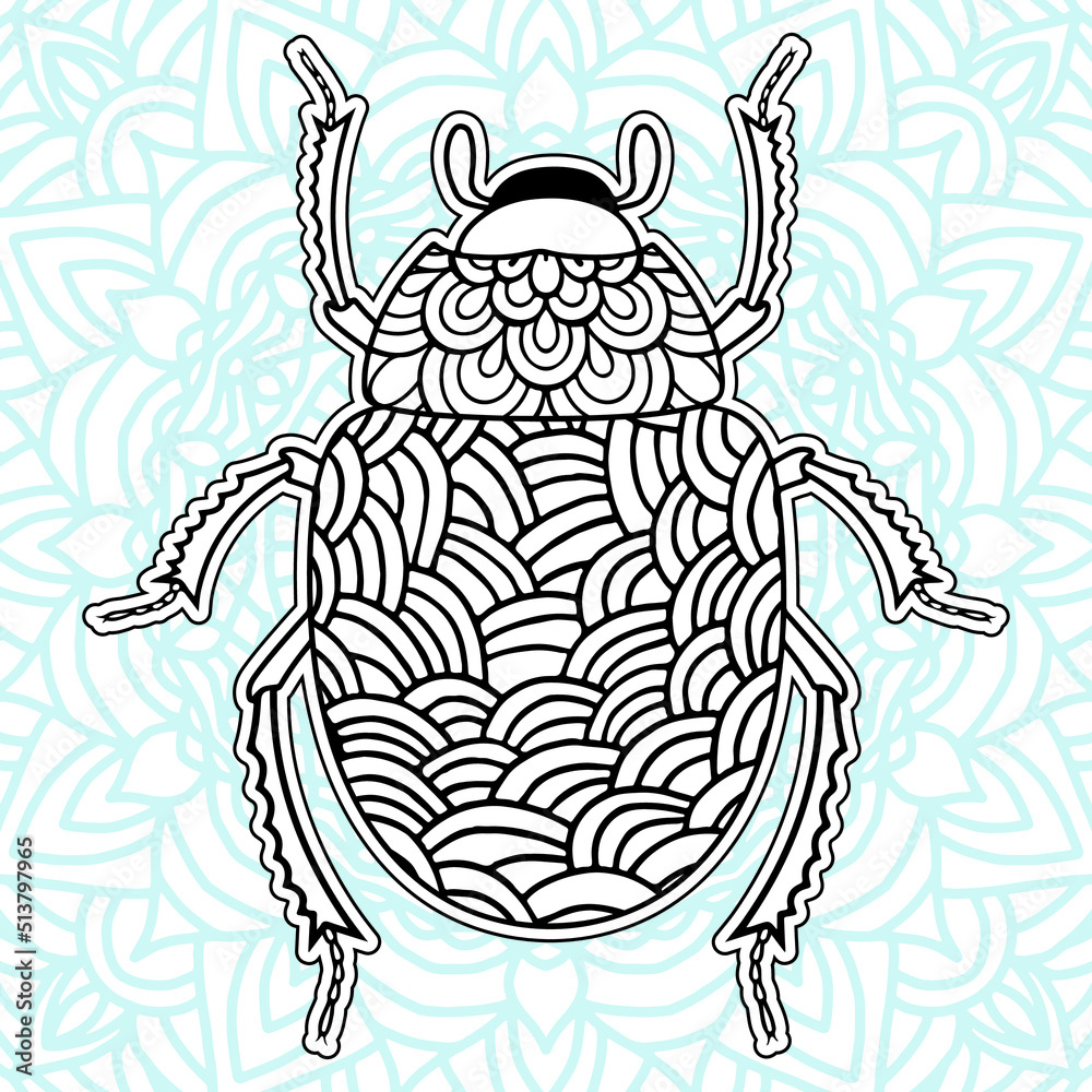 Insect Mandala coloring pages. Stress Relieving Animals Designs
