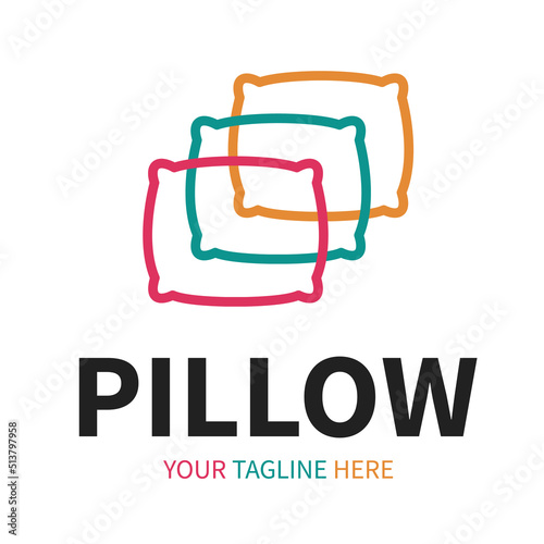 Logotype of pillow, pillowslip, pillowcase shop or store. Hostel or hotel sign. Comfort element.