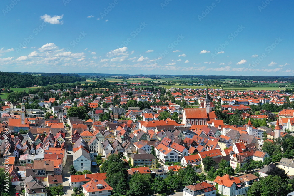 Luftbild von Mindelheim mit Sehenswürdigkeiten von der Stadt