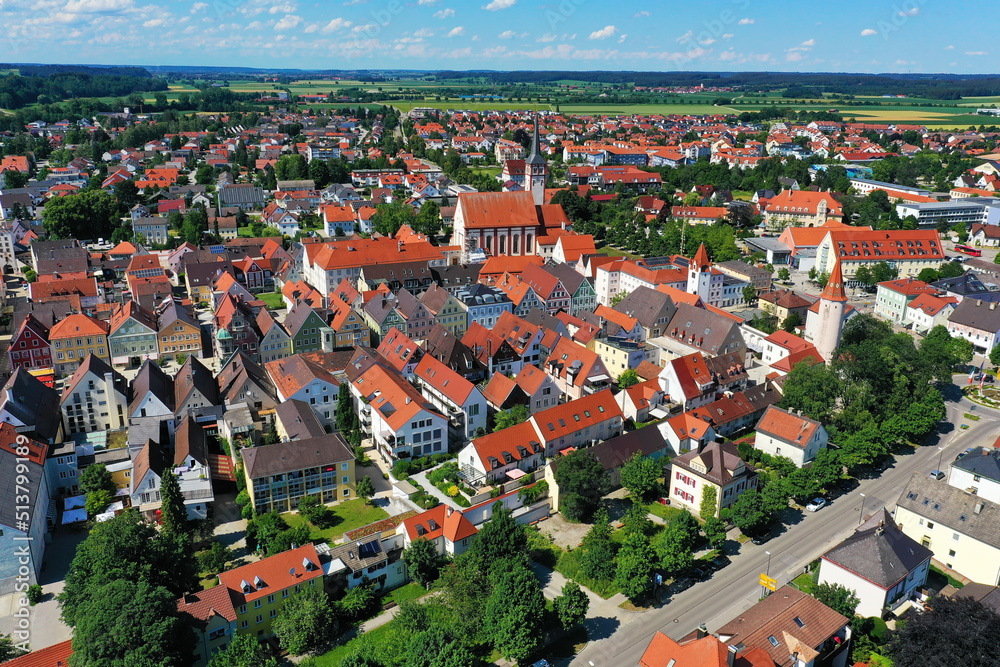 Luftbild von Mindelheim mit Sehenswürdigkeiten von der Stadt
