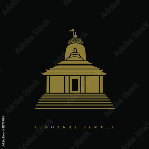 Lingaraj temple, Bhubaneswar vector icon. Lord Lingaraj Mahadev mandir icon. photo