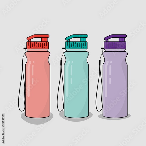 Plastic bottle in multicolor choice for product packaging design with cartoon concept design