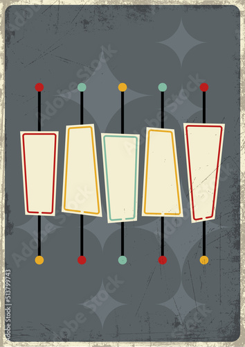 Mid Century Modern Abstract Background. 1960s Retro Style Grunge Illustration