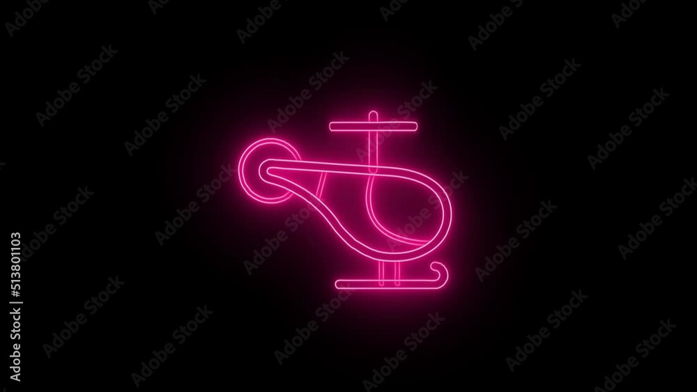 Glowing neon line Helicopter aircraft vehicle icon isolated on black background. 4K Video motion graphic animation
Glowing neon line Helicopter aircraft vehicle icon isolated on black background. 4K Video motion graphic animation