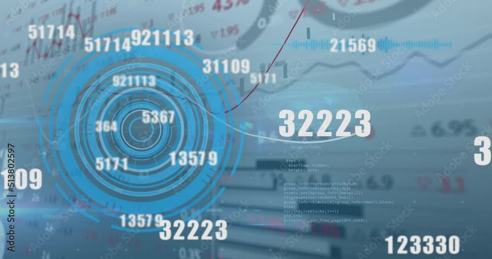 Animation of data processing over blue background Animation of data processing over blue background