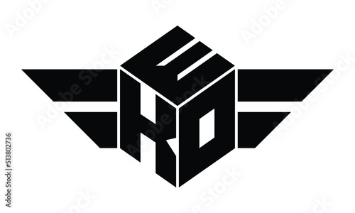 EKO three letter gaming logo in polygon cube shape logo design vector template. wordmark logo | emblem logo | monogram logo | initial letter logo | sports logo | minimalist logo | typography logo |