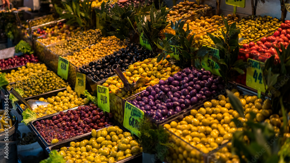 Obraz premium deli counter healthy vegan olives