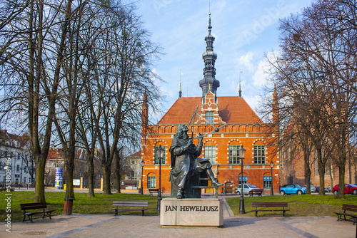 Monument of famous polish astronomer Jan Heweliusz in Gdansk, Poland