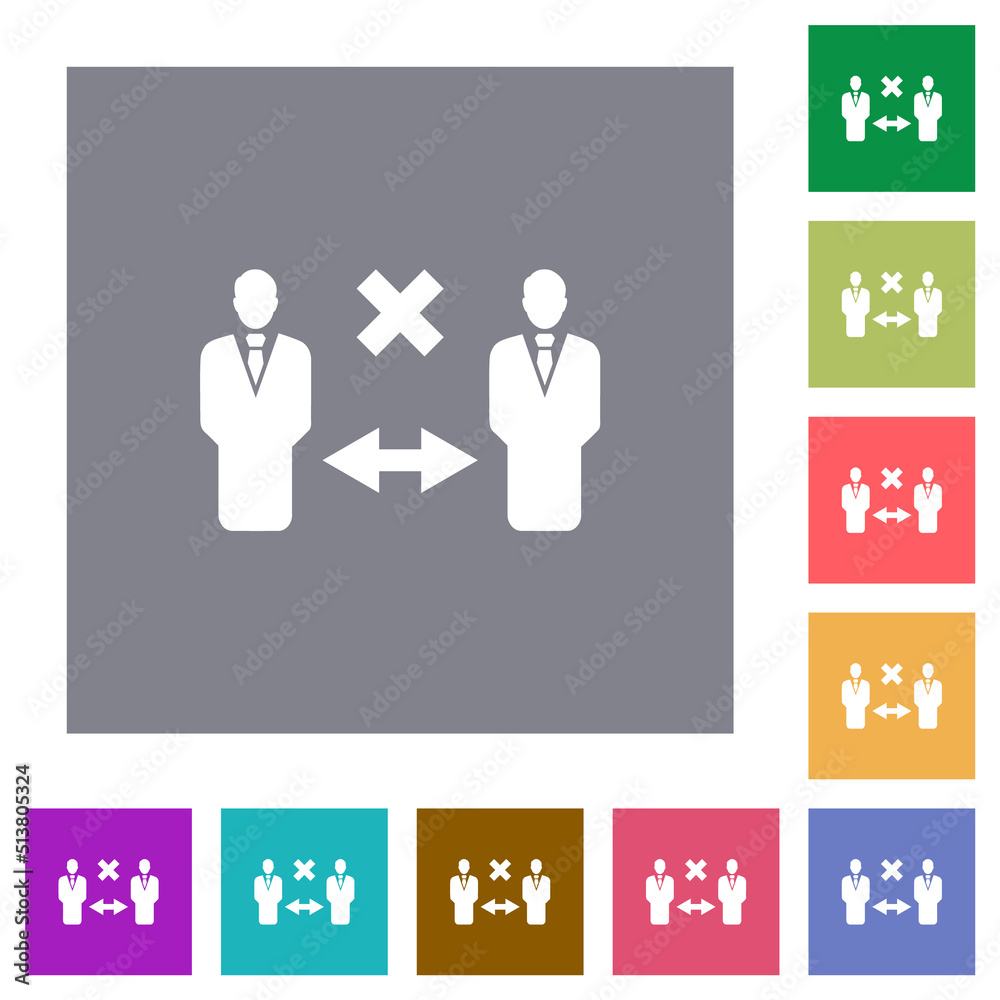 Incorrect social distancing square flat icons Incorrect social distancing square flat icons