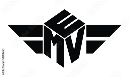 EMV three letter gaming logo in polygon cube shape logo design vector template. wordmark logo | emblem logo | monogram logo | initial letter logo | sports logo | minimalist logo | typography logo |