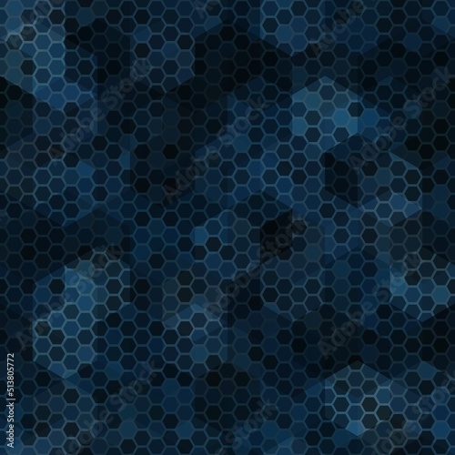 Texture military marine blue colors forest camouflage seamless pattern