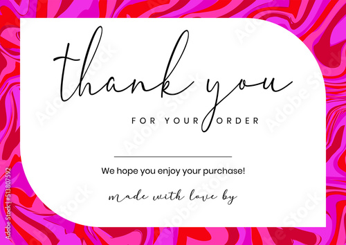 Thank You Card.  Thank you for your order card design