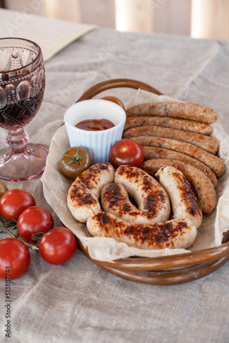 Grilled sausages with sauce...