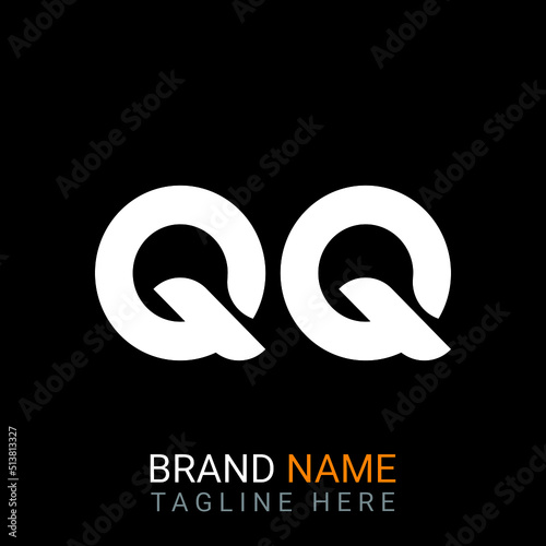 Qq Letter Logo design. black background.
