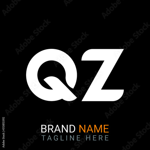 Qz Letter Logo design. black background. 