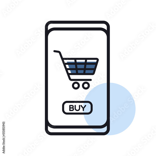 Mobile phone shopping or online shopping icon