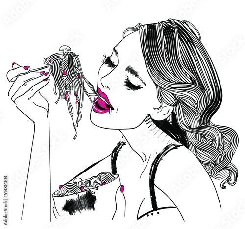 girl portrait with pasta