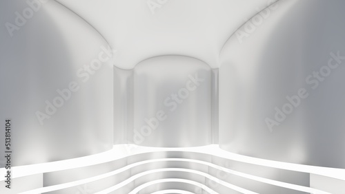 Architecture interior background room with curved walls 3d render