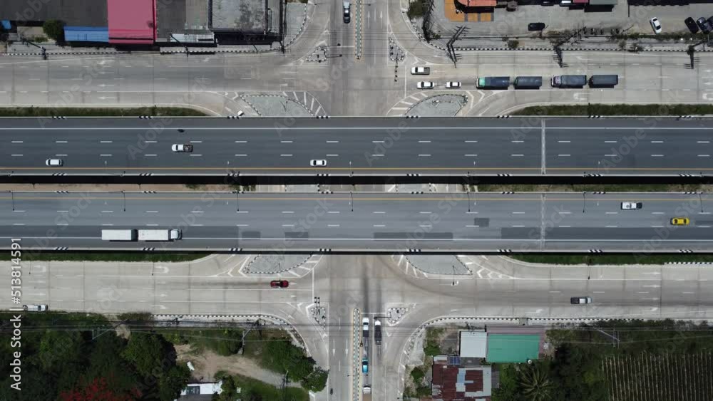 Traffic of main road in day time, aerial view Traffic of main road in day time, aerial view