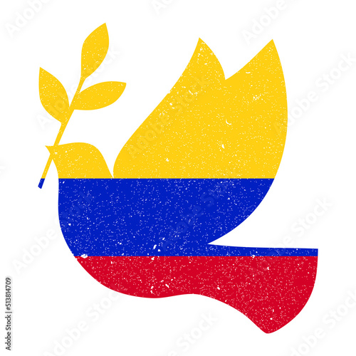 Paloma de la Paz con los colores de la bandera de Colombia