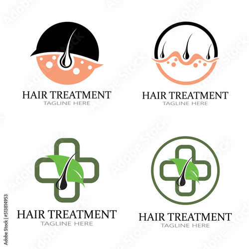 Hair treatment logo removal logo vector image design illustration