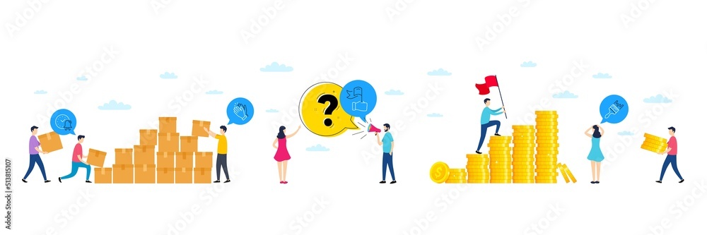 Set of Alarm bell, Leadership and Clapping hands line icons. People characters with delivery parcel, money coins. Include Brush icons. For web, application. Time, Winner flag, Clap. Art brush. Vector Set of Alarm bell, Leadership and Clapping hands line icons. People characters with delivery parcel, money coins. Include Brush icons. For web, application. Time, Winner flag, Clap. Art brush. Vector