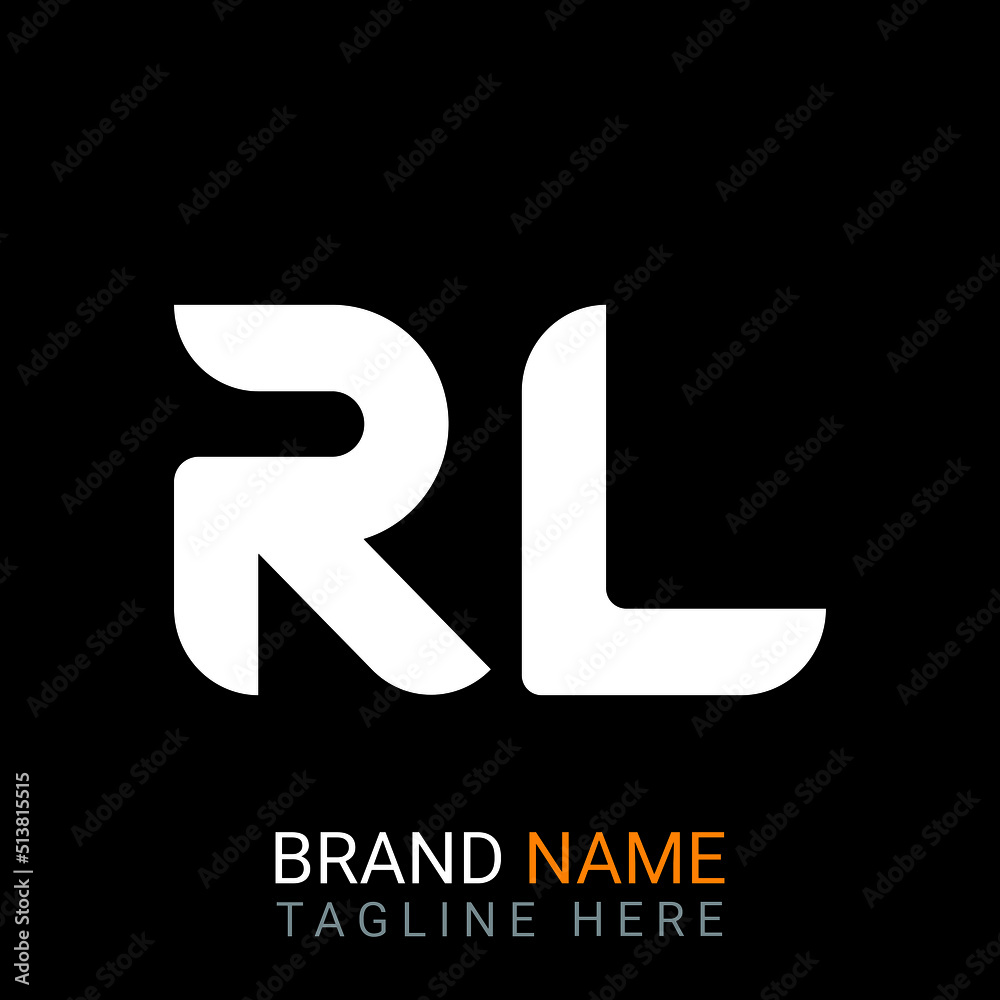 Rl Letter Logo design. black background. Stock Vector | Adobe Stock