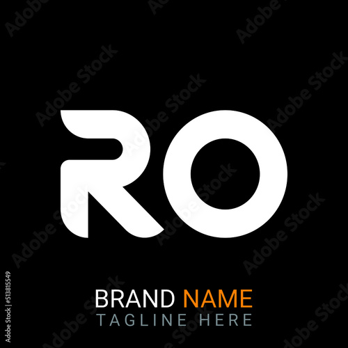 Ro Letter Logo design. black background.