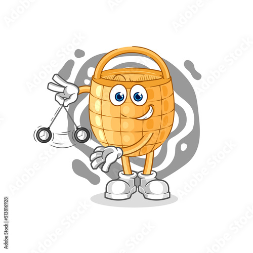 basket hypnotizing cartoon. cartoon mascot vector