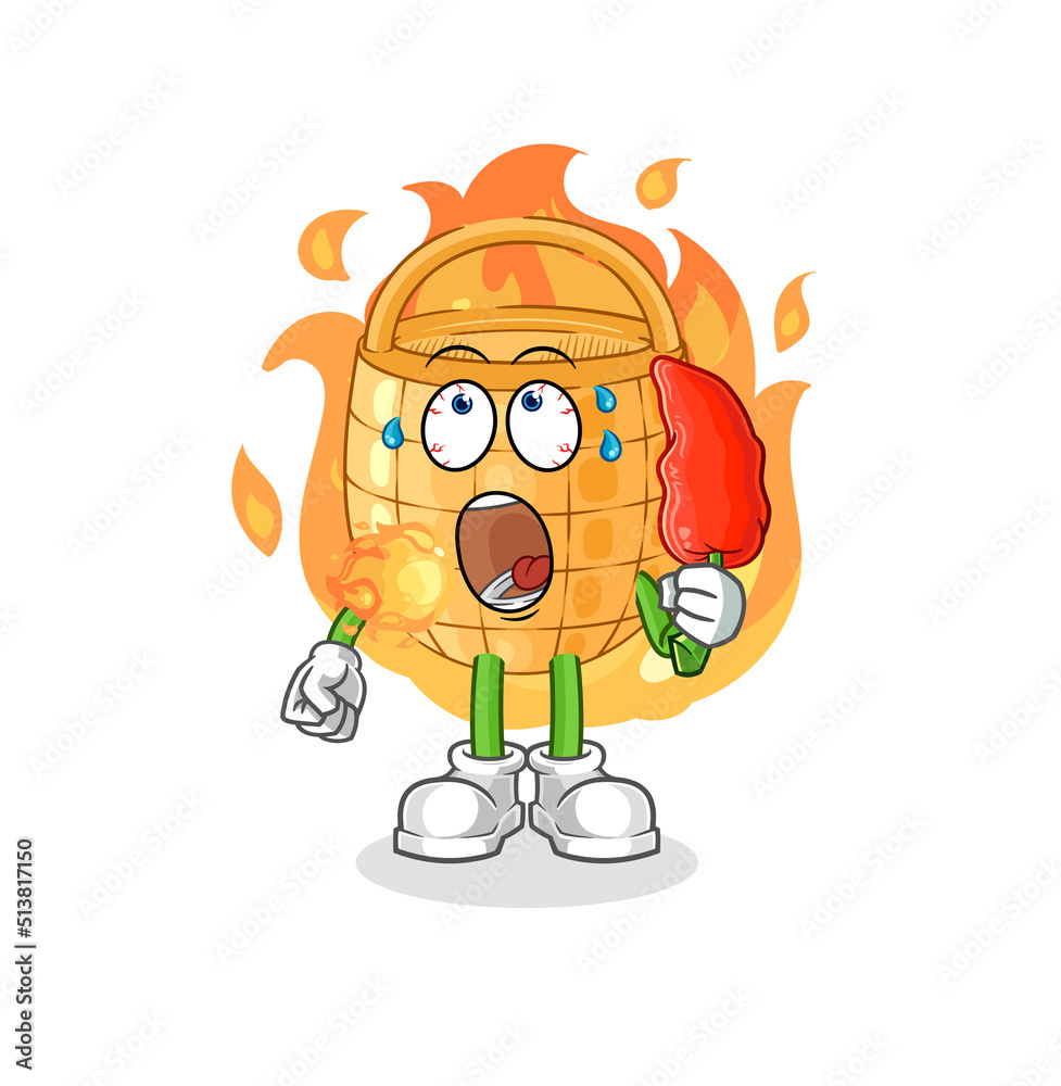 basket eat hot chilie mascot. cartoon vector basket eat hot chilie mascot. cartoon vector
