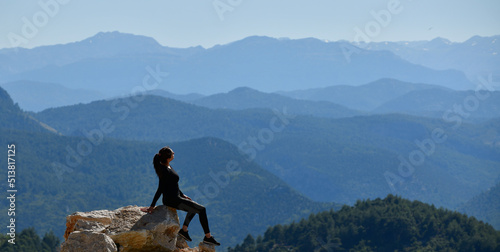 Beautiful Woman Watching the Magnificent Landscape