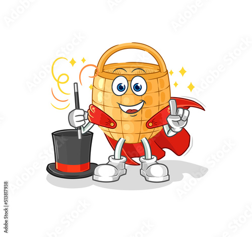 basket magician illustration. character vector