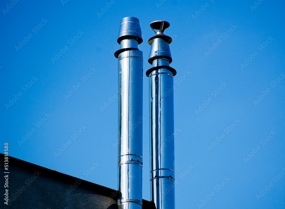 Flue gas chimneys made of stainless steel.